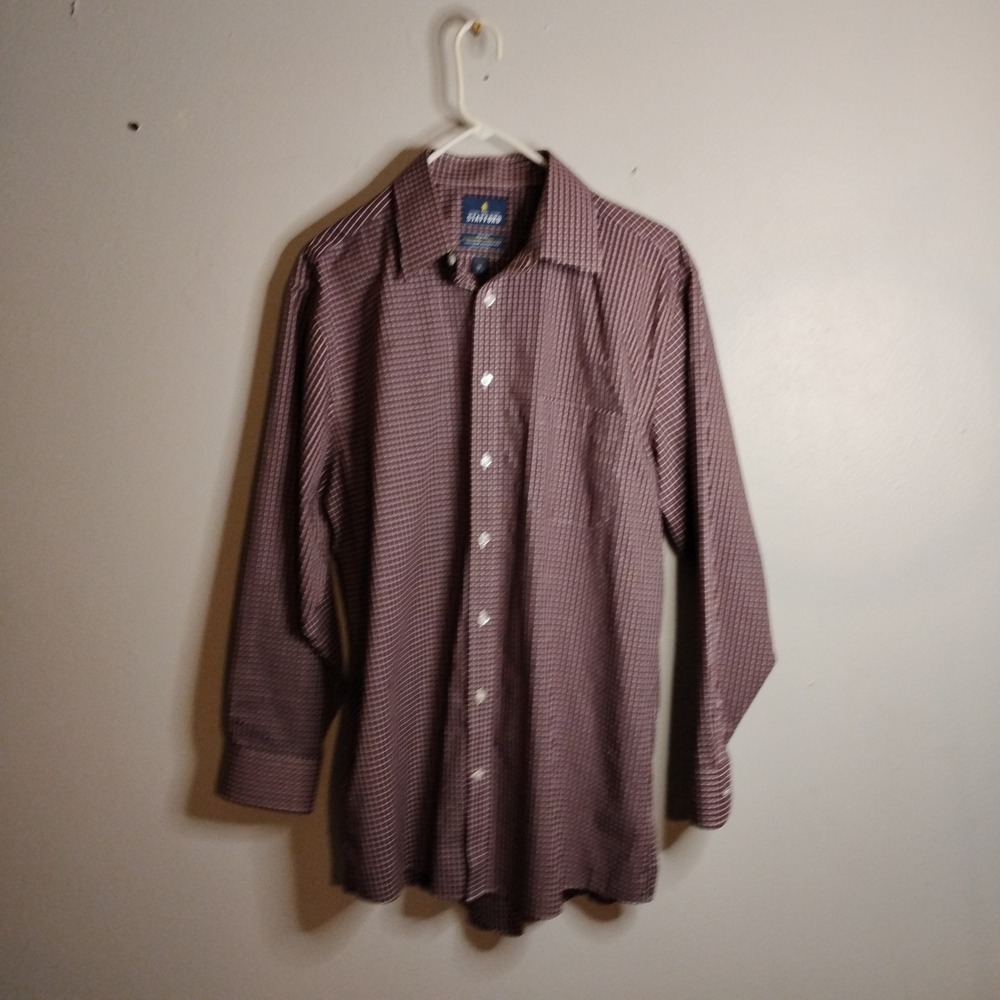 Arrow Button Up Shirt Men's Large Red White Black Geometric Plaid Cotton Blend